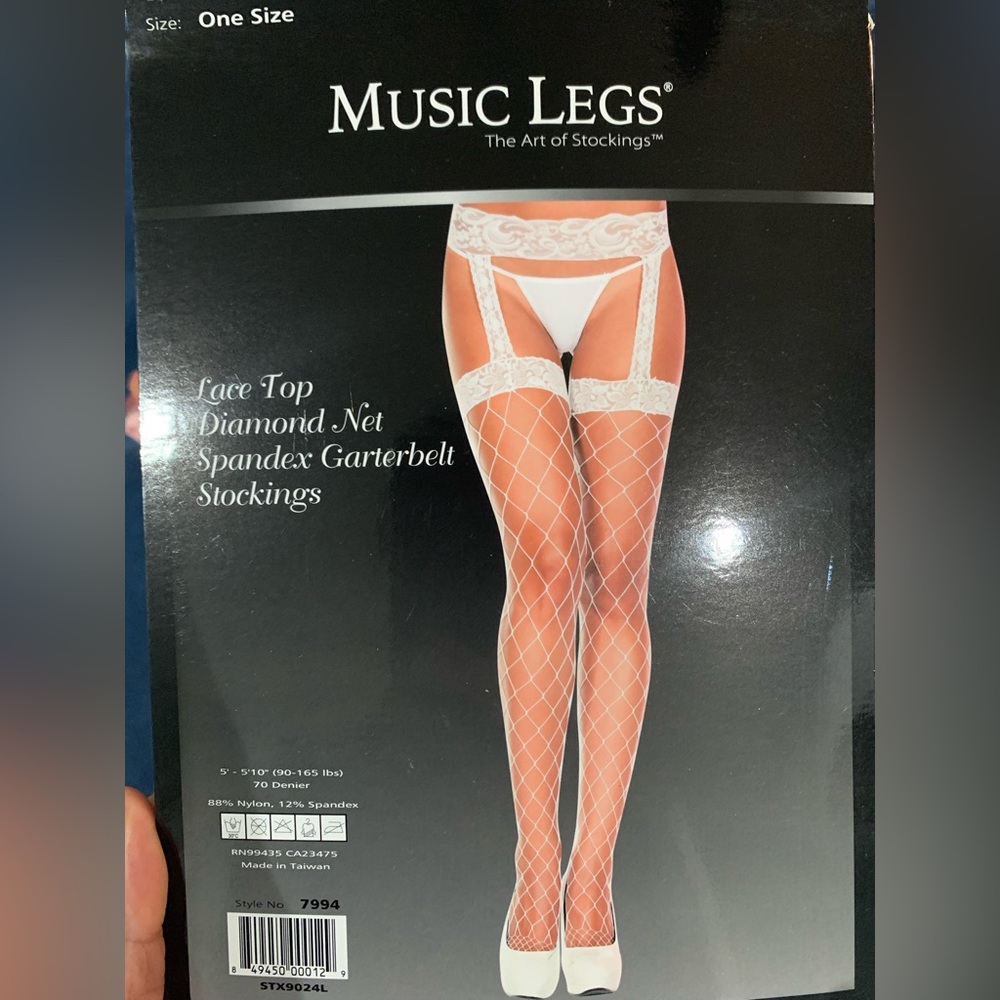 Diamond net fishnet lace garter top stockings Rave wear